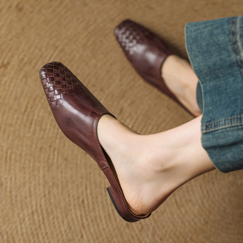 Xanthia — Woven-Toe Flat Mules