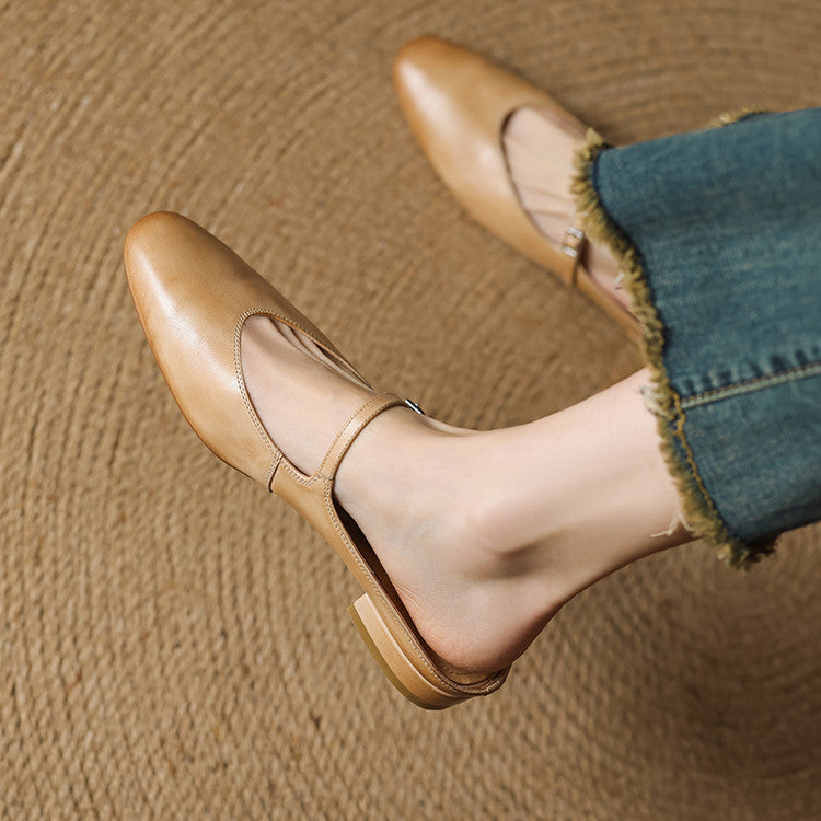 Zuzana — Rounded Mary Jane Flat Mules