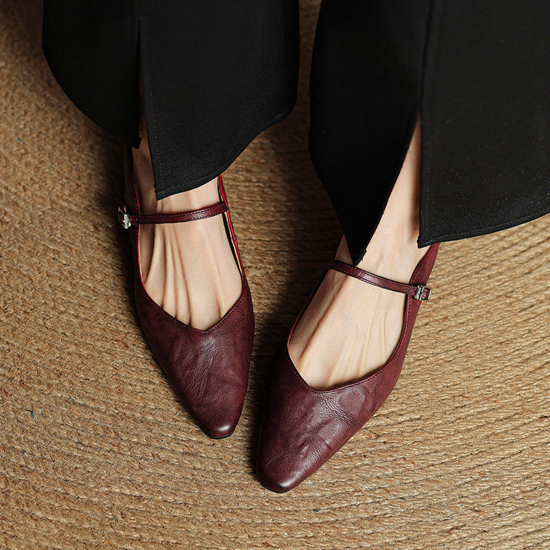 Zelie — Pointed Mary Jane Flat Mules