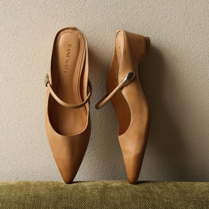 Inara — Pointed Strap Wedge Mules