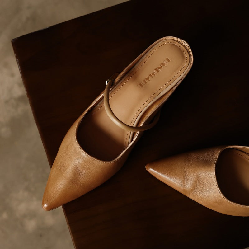 Inara — Pointed Strap Wedge Mules