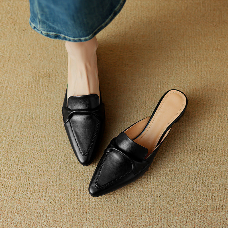 Zoya — Knot-Front Pointed Block-Heel Mules