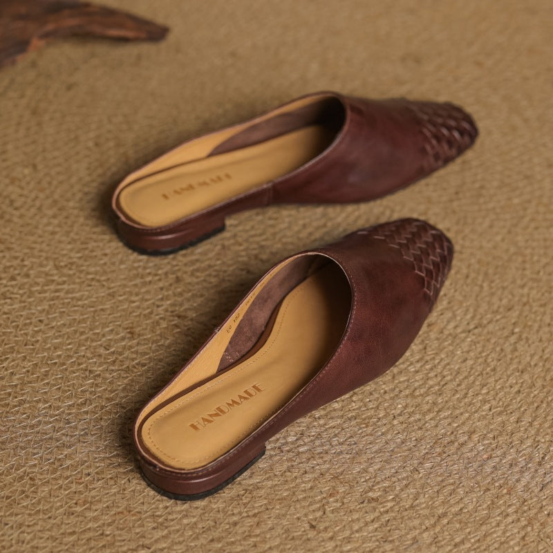 Xanthia — Woven-Toe Flat Mules