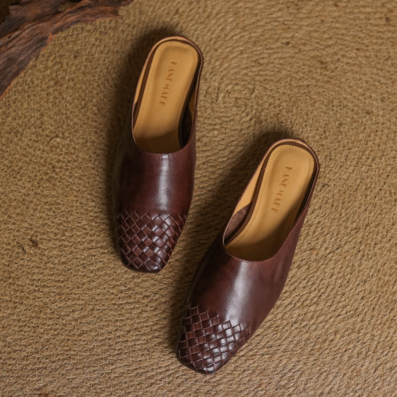 Xanthia — Woven-Toe Flat Mules