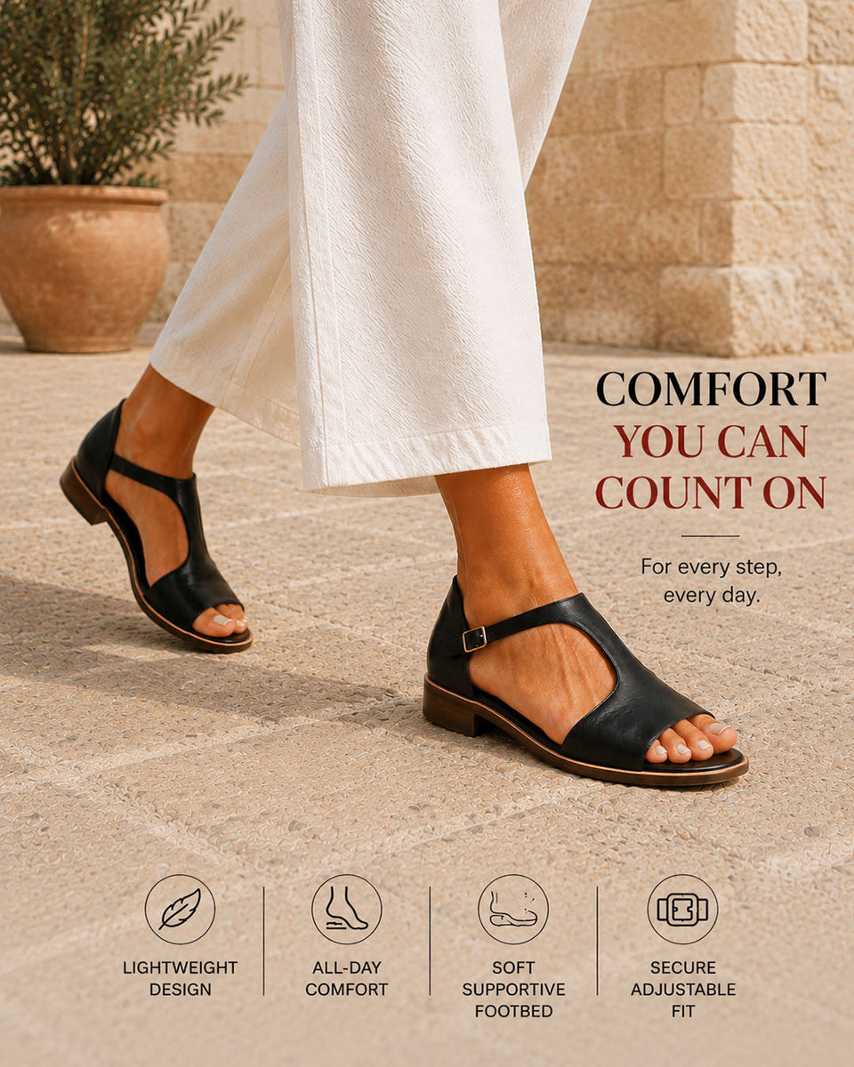 Cecile — Cushioned T-Strap Comfort Sandals