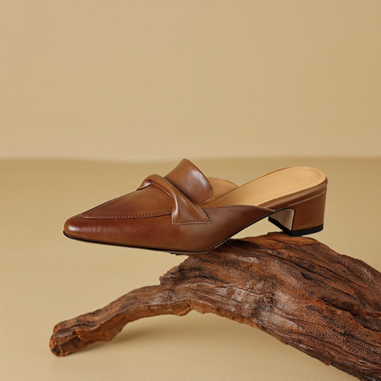 Zoya — Knot-Front Pointed Block-Heel Mules