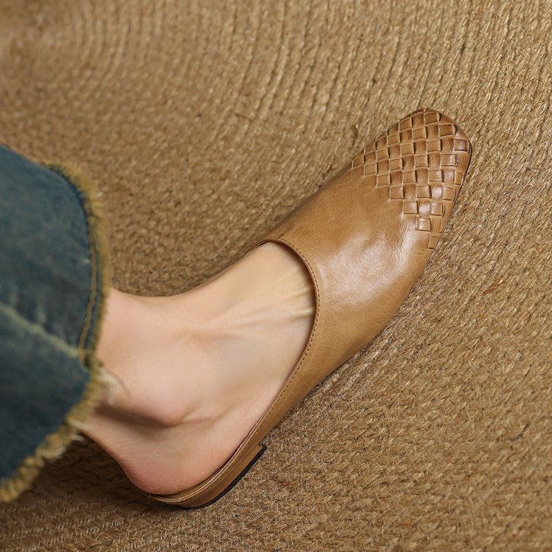 Xanthia — Woven-Toe Flat Mules