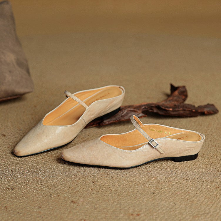 Zelie — Pointed Mary Jane Flat Mules