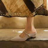 Inara — Pointed Strap Wedge Mules