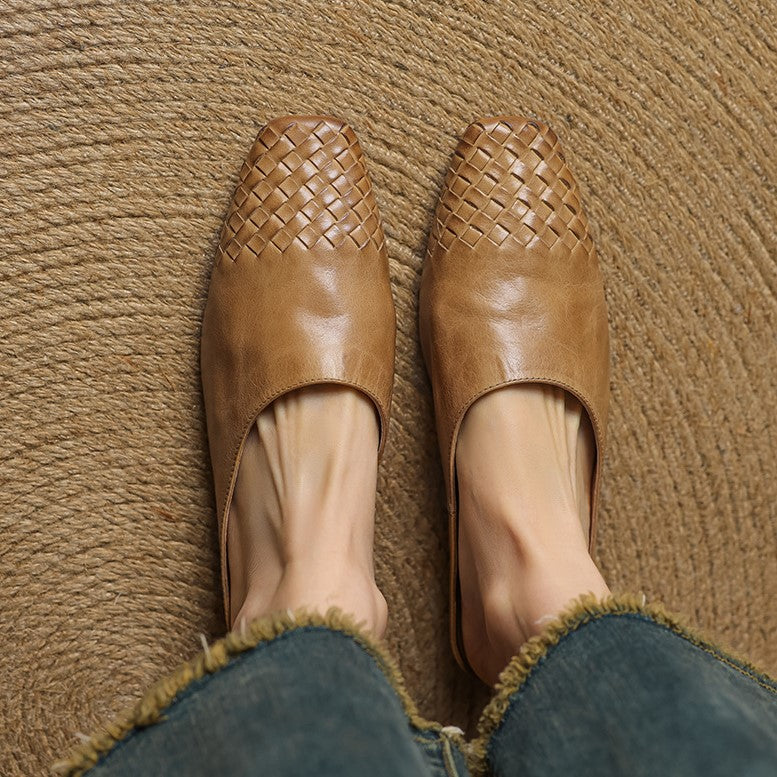 Xanthia — Woven-Toe Flat Mules