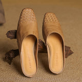 Xanthia — Woven-Toe Flat Mules