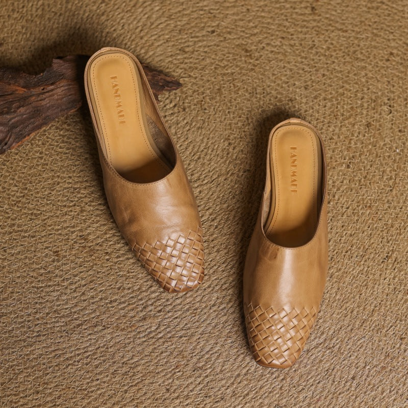 Xanthia — Woven-Toe Flat Mules