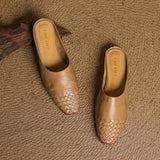 Xanthia — Woven-Toe Flat Mules