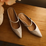 Inara — Pointed Strap Wedge Mules