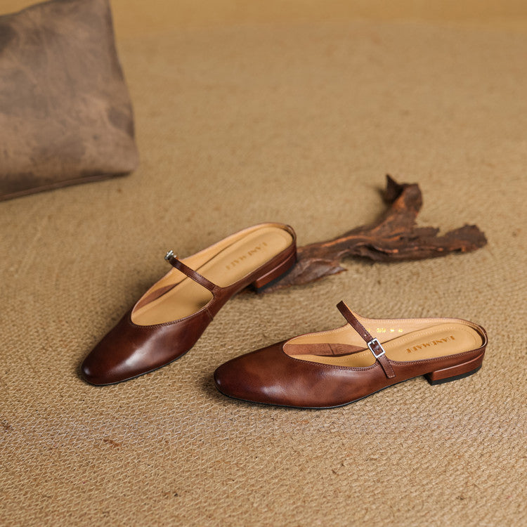 Zuzana — Rounded Mary Jane Flat Mules