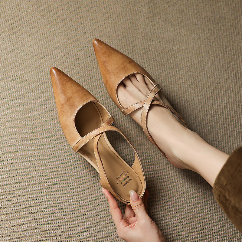 Palmira — Pointed Cross-Strap Flat Mules