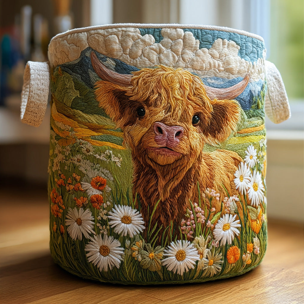 Juliana — Highland Cow Meadow Quilted Laundry Basket