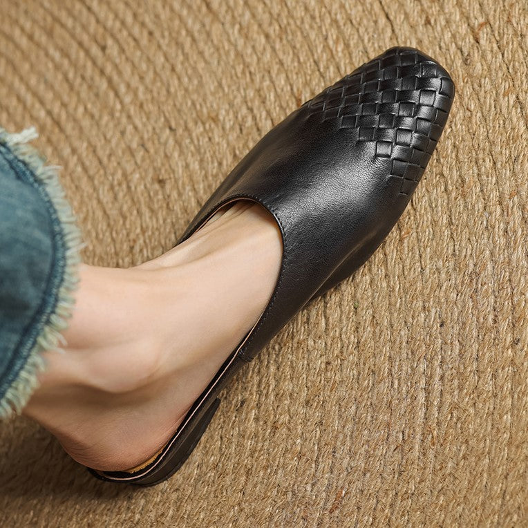 Xanthia — Woven-Toe Flat Mules
