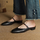 Zuzana — Rounded Mary Jane Flat Mules