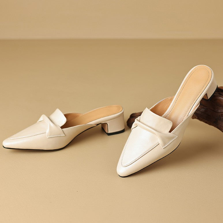 Zoya — Knot-Front Pointed Block-Heel Mules