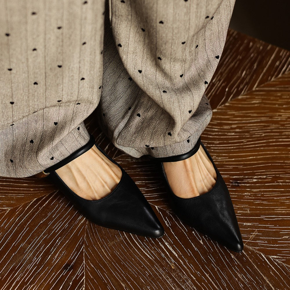 Inara — Pointed Strap Wedge Mules