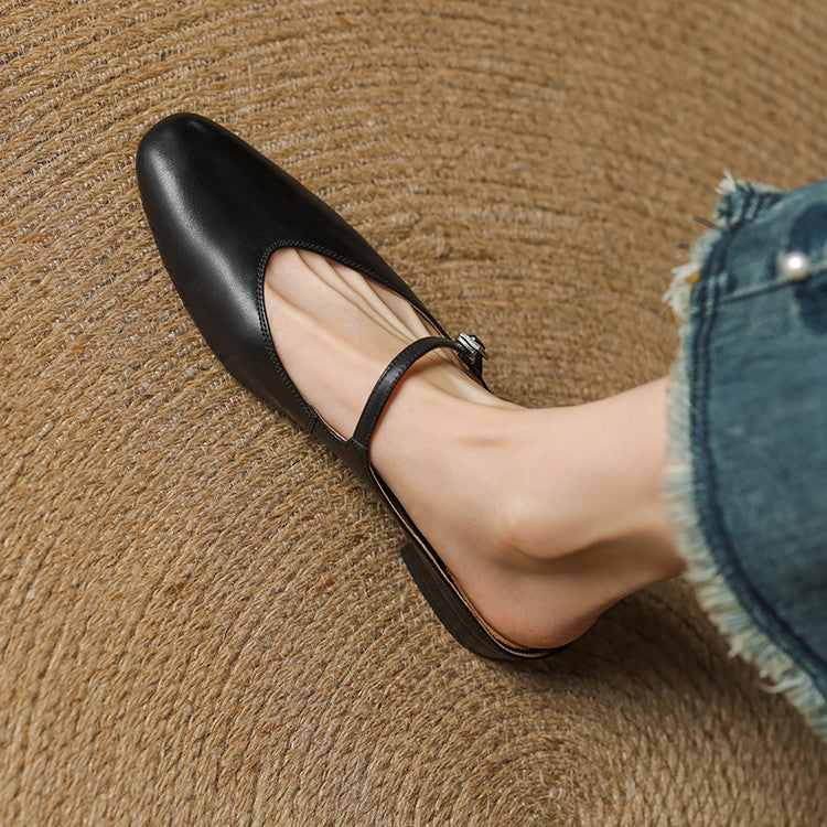 Zuzana — Rounded Mary Jane Flat Mules