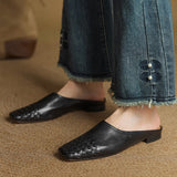 Xanthia — Woven-Toe Flat Mules