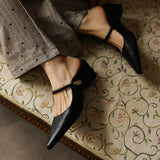 Inara — Pointed Strap Wedge Mules
