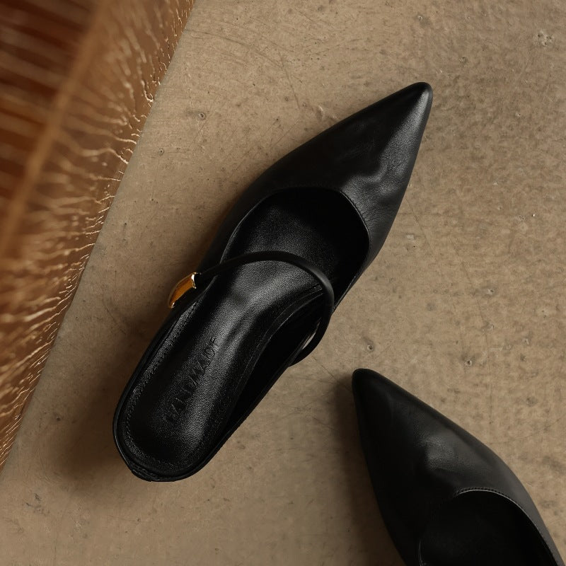 Inara — Pointed Strap Wedge Mules