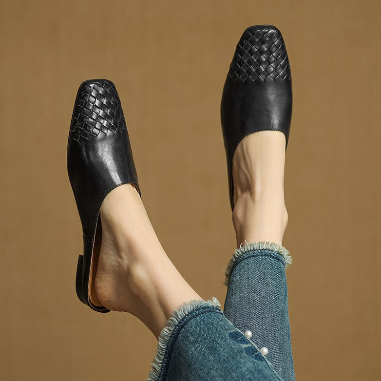 Xanthia — Woven-Toe Flat Mules