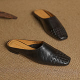 Xanthia — Woven-Toe Flat Mules