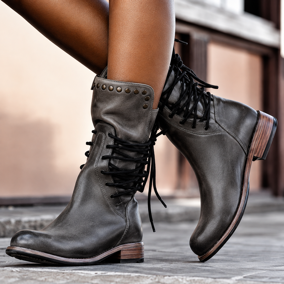 Nova – Cross-Tied Biker Ankle Boots