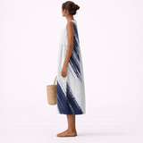 Aubree — White Brushstroke-Print Sleeveless Midi Dress