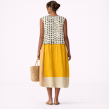 Alena — Polka-Dot Colour-Block Sleeveless Midi Dress