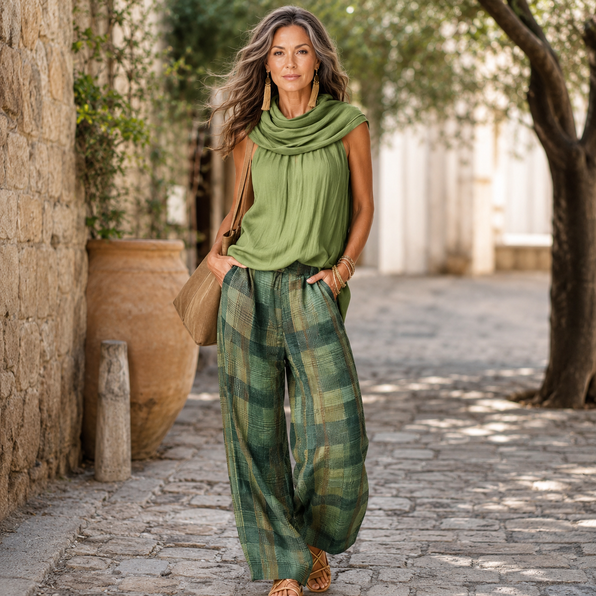 Bathsheba — Checked Two-Piece Trouser Set