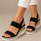Dorian — Elastic Slingback Wedge Sandals