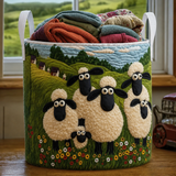 Ainsley — Sheep Meadow Quilted Laundry Basket