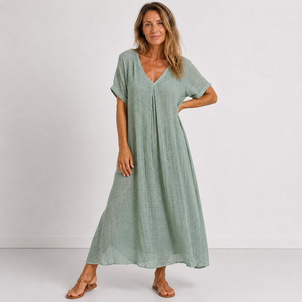 Violette Flowing Maxi Dress — Feminine Cut with V-Neckline