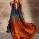 Auberta — Ombre Halter-Neck Maxi Dress with Flowing Silhouette