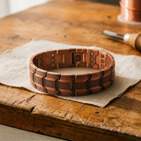 Tia — Dark Panel Link Copper-Tone Bracelet