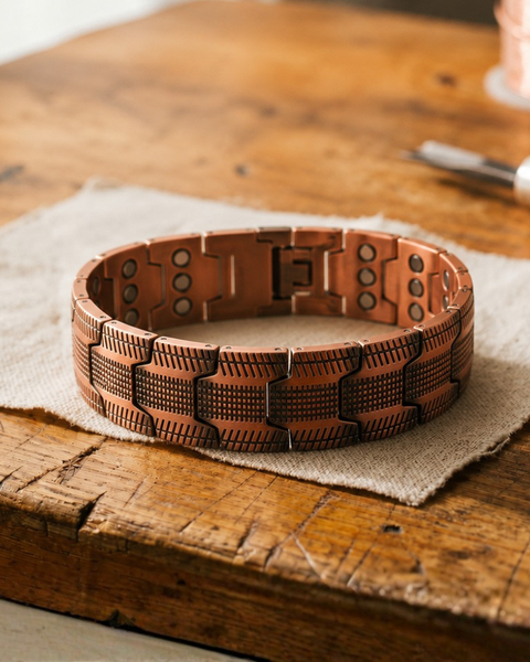 Tia — Dark Panel Link Copper-Tone Bracelet