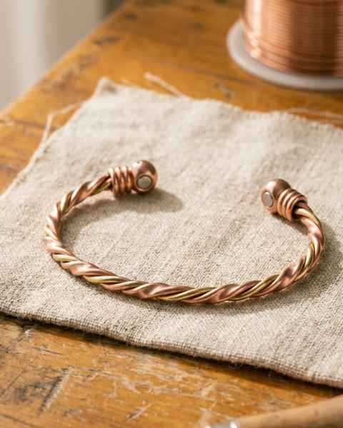 Maia — Twisted Rope Copper-Tone Cuff Bracelet