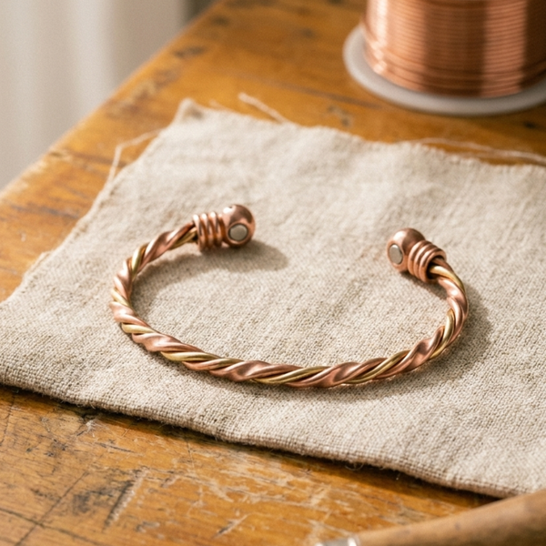 Maia — Twisted Rope Copper-Tone Cuff Bracelet
