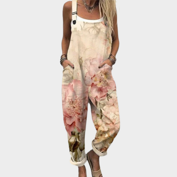 Leona — Blush Peony Print Overalls