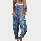 Julia — Blue Dotted Patchwork Overalls