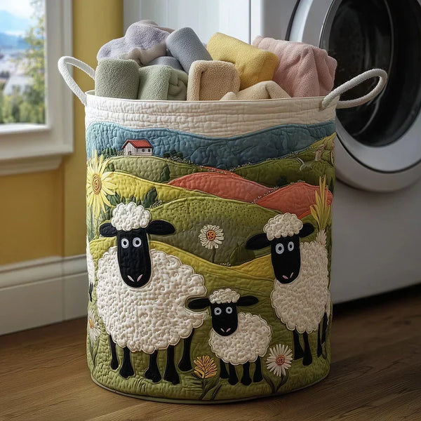 Hedda — Sheep Hillside Quilted Laundry Basket