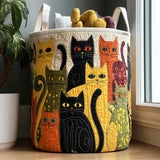 Nicoletta — Colourful Cat Family Quilted Laundry Basket