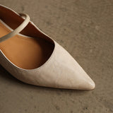 Inara — Pointed Strap Wedge Mules
