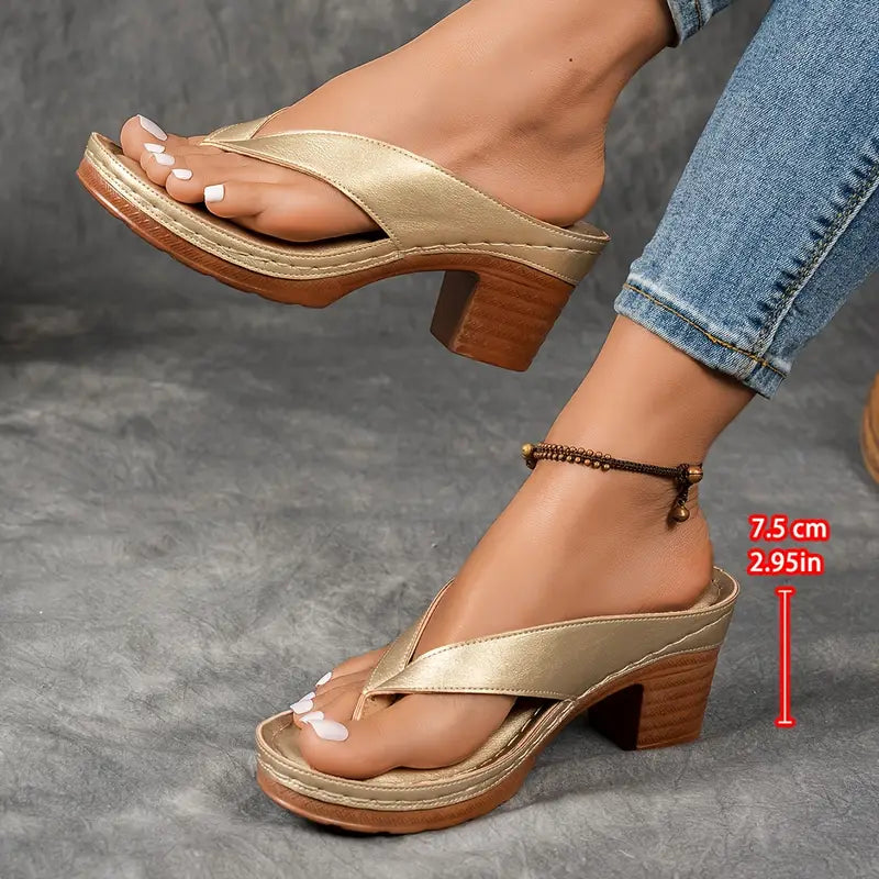 Bethany — Block-Heel Thong Sandals