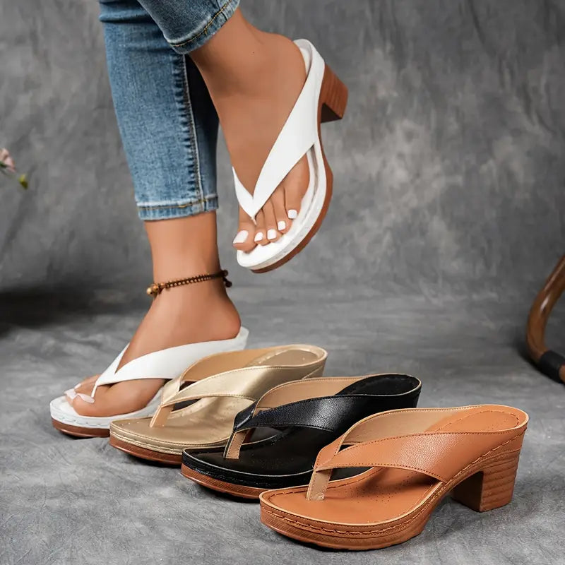 Bethany — Block-Heel Thong Sandals